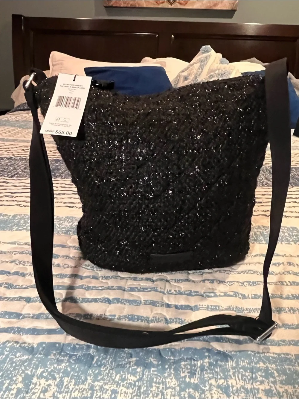 Vera Bradley Black Sequin Crossbody Shoulder Bag